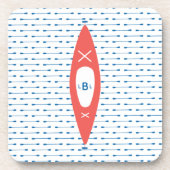 カヤックモパーソナライズされたノグラムブルーコーラル コースター (正面)