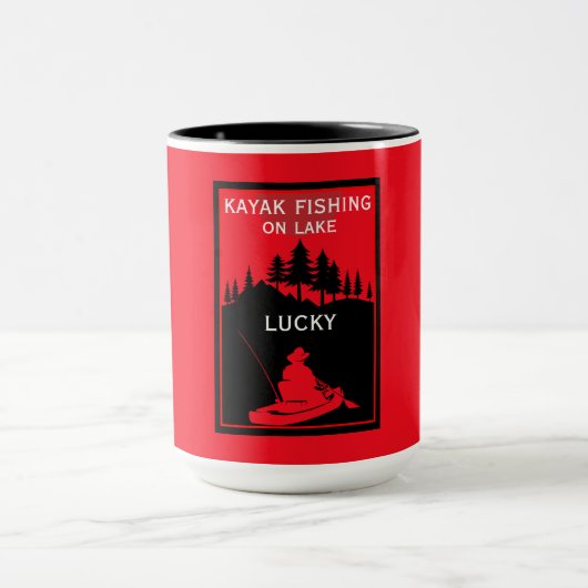 カヤックレイクアンドリバー魚釣り マグカップ (中央)