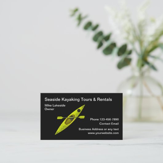 カヤックレンタルウォータースポーツテーマ 名刺 (スタンド正面)