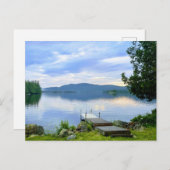 カヤック付きアディロンドック湖と山のはがき ポストカード (正面/裏面)