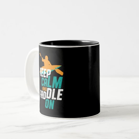 カヤック保ローイングチームで落ち着いて漕ぐ ツートーンマグカップ (正面左)