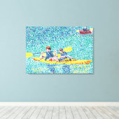カヤック川のシーンPointillism,キャンバスプリント キャンバスプリント (インサイチュ (ウッドフロア))