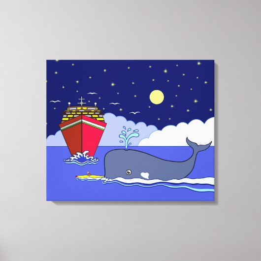 カヤック救大尉バイクジラ キャンバスプリント (正面)