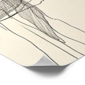 カヤック海湖ミニマリストのラインアート ポスター (角)