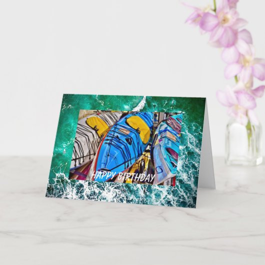 カヤック誕生日カード、5" x 7"折り畳みグリーティングカード カード (蘭)