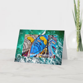 カヤック誕生日カード、5" x 7"折り畳みグリーティングカード カード