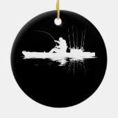 カヤック魚釣りフィッシャーマンアングラーカヤックアンリング セラミックオーナメント (裏面)