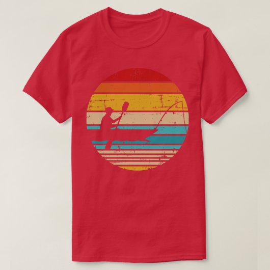 カヤック魚釣りヴィンテージレトロ Tシャツ (デザイン正面)