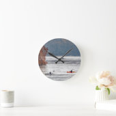 カヤック魚釣り ラウンド壁時計 (ホーム)