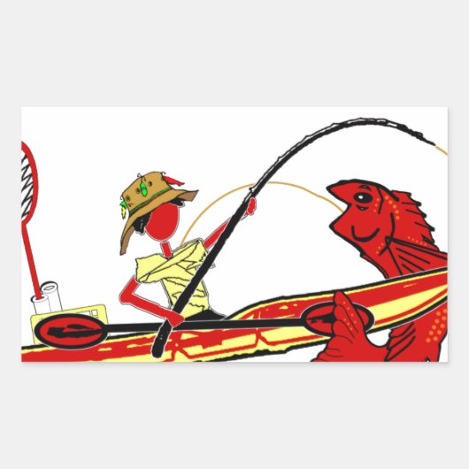 カヤック魚釣り 長方形シール (正面)