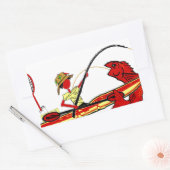 カヤック魚釣り 長方形シール (封筒)