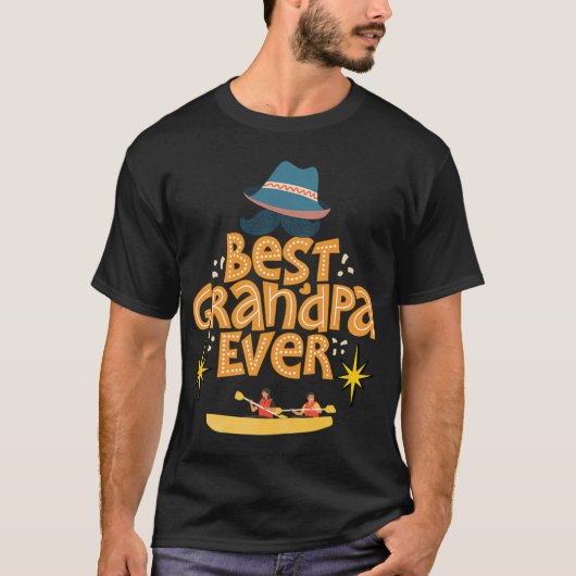 カヤック フィッシング おじいちゃん Tシャツ – 面白い 釣り人 グ (正面)