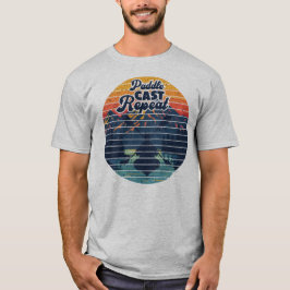 カヤック フィッシング パドル レトロ サンセット Tシャツ
