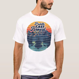 カヤック フィッシング パドル レトロ サンセット Tシャツ