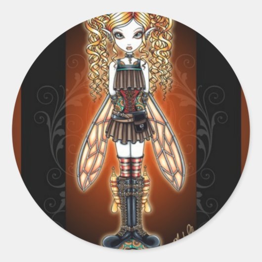 「カヤラ」スティームパンク妖精のシール ラウンドシール (正面)