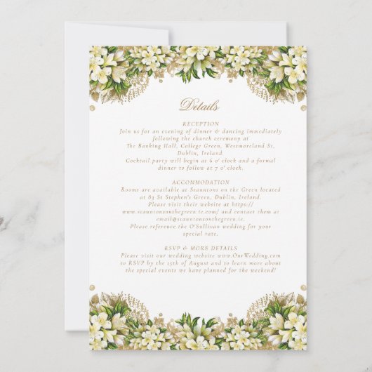 カヤリーヴィンテージホワイトフローラカト結婚リック 招待状 (裏面)