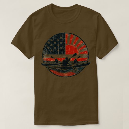 カヤ誇りを持ったーカーパドリング水旗usa tシャツ (デザイン正面)