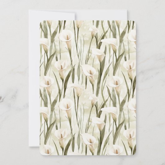 カラかわいらしリリーグリーンホワイトフローラズ結婚 招待状 (裏面)