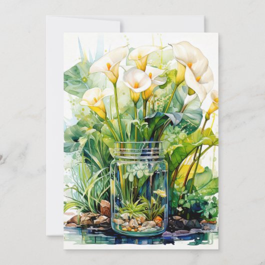 カラエレガントリリーイラストレーション誕生日パーティー 招待状 (裏面)