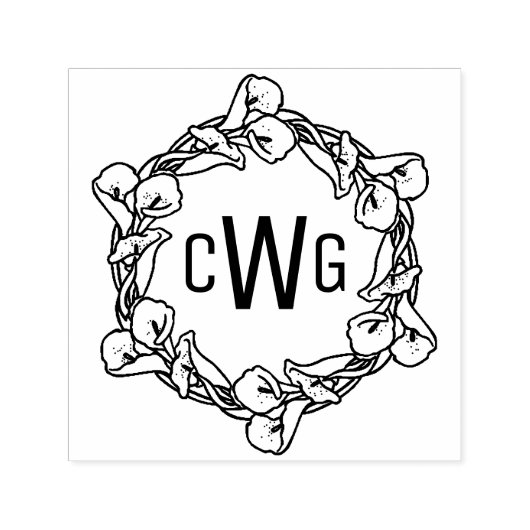 カラエレガントリリーリース3イニシャルモノグラム#1 セルフインキングスタンプ (デザイン)