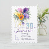 カラエレガントリリー30歳の誕生日マイルストーン 招待状 (スタンド正面)