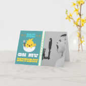 カラオカスタムケフォト誕生日 カード (黄色い花)