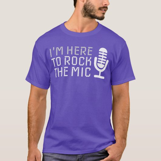 カラオケで盛り上がる マイク マイクでロックだぜ 面白い Tシャツ (正面)