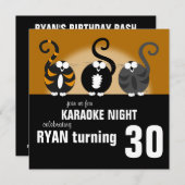 カラオケの誕生日の招待状 招待状 (正面/裏面)