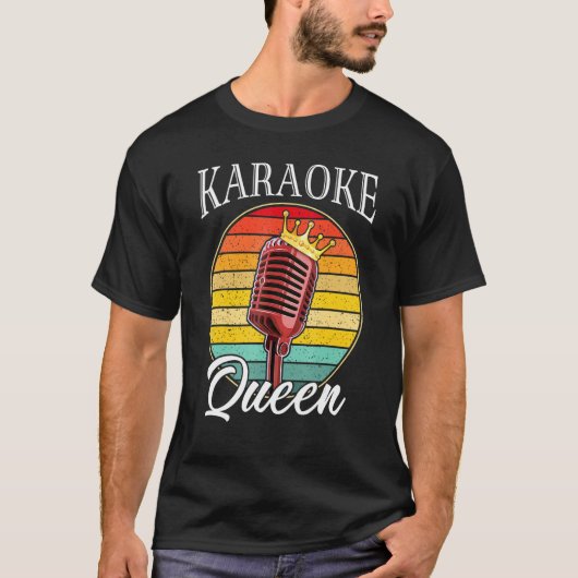カラオケクイーンレトロカラオケマイク楽曲 Tシャツ (正面)