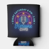 カラオケクラブネオンルックイラストレーションカスタム文字 缶クーラー (裏面)