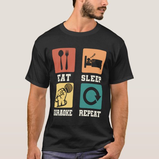 カラオケシンガー歌詞歌詞マイク食べロイクSleep Ka Tシャツ (正面)