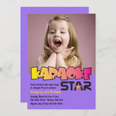 カラオケスターフォトバースデーパーティーの招待状 招待状 (正面/裏面)