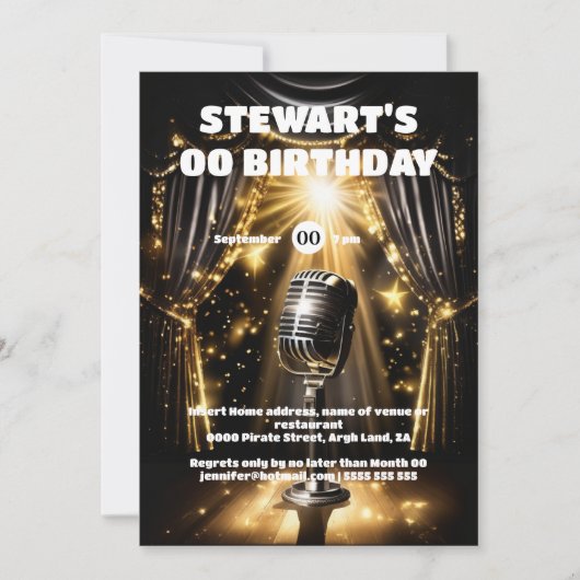 カラオケナイトスターハリウッドブラック金ゴールドイベント 招待状 (正面)