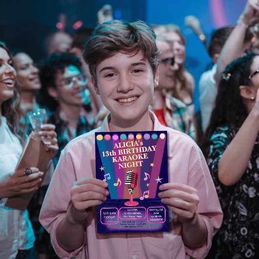 カラオケナイトパーティー10代の誕生日10代の若者 招待状