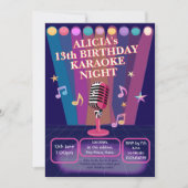 カラオケナイトパーティー10代の誕生日10代の若者 招待状 (正面)