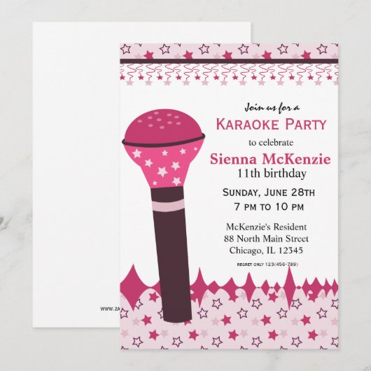カラオケナイト 招待状 (正面/裏面)