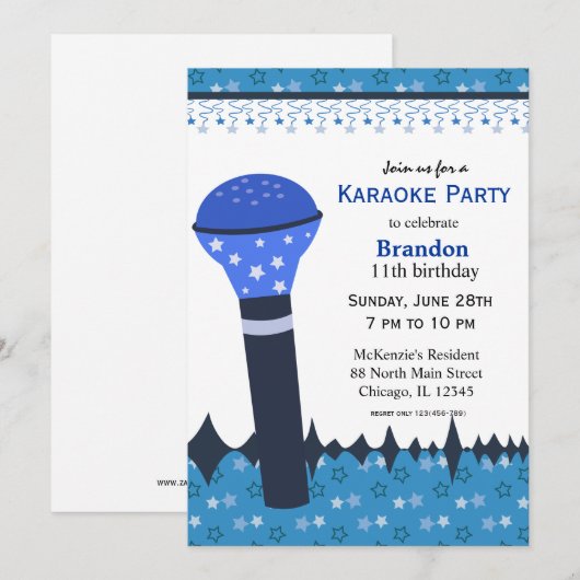 カラオケナイト 招待状 (正面/裏面)