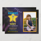 カラオケバースデーパーティーのダンススターフォト 招待状 (正面/裏面)