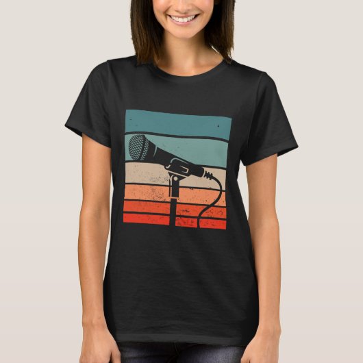 カラオケバーヴィンテージマイク歌唱曲パーティー Tシャツ (正面)