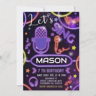 カラオケパーティーへのご招待！ミュージックカラオケパーティーです！ 招待状