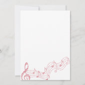 カラオケパーティーピンクグリッター楽譜ノートON WHITE 招待状 (裏面)