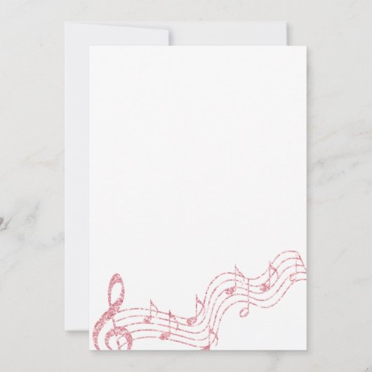 カラオケパーティーピンクグリッター楽譜ノートON WHITE 招待状 (裏面)