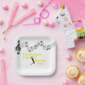 カラオケパーティーミュージカルスケールマイクイエロー ペーパープレート (パーティー)