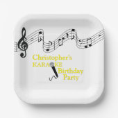 カラオケパーティーミュージカルスケールマイクイエロー ペーパープレート (正面)