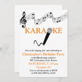 カラオケパーティーミュージカルスケールマイクオレンジ 招待状 (正面/裏面)