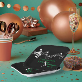 カラオケパーティーミュージカルスケールマイクグリーン ペーパープレート