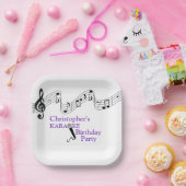 カラオケパーティーミュージカルスケールマイクパープル ペーパープレート (パーティー)