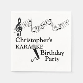 カラオケパーティーミュージカルスケールマイクブラック文字 スタンダードカクテルナプキン