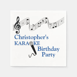 カラオケパーティーミュージカルスケールマイクブルー スタンダードカクテルナプキン
