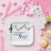 カラオケパーティーミュージカルスケールマイクブルー ペーパープレート (パーティー)